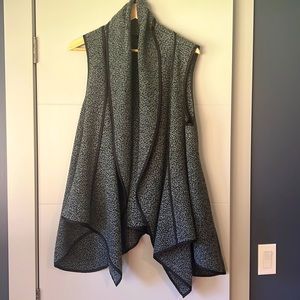 Long, black and gray vest
